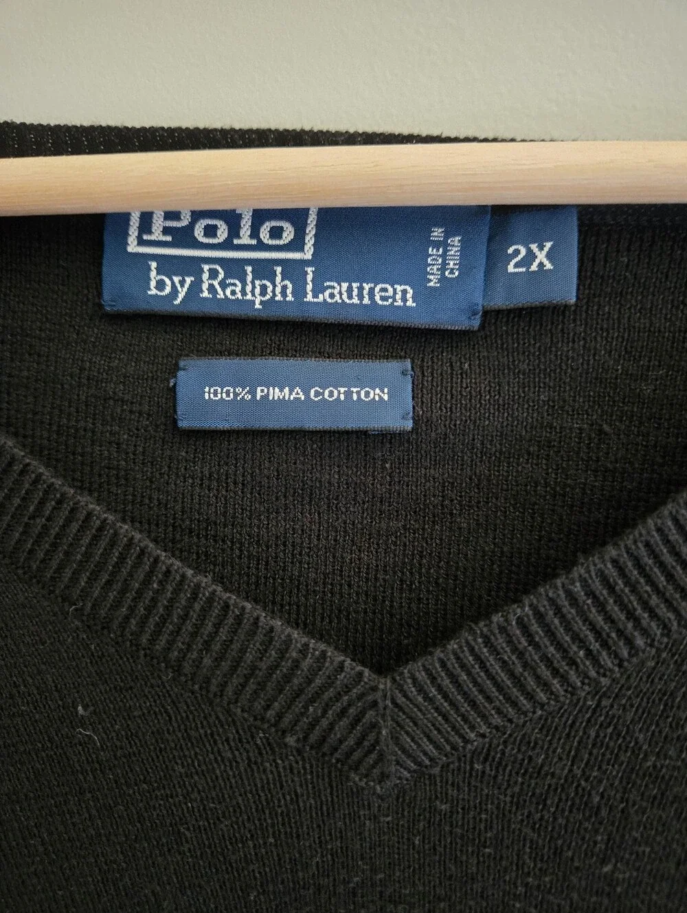Polo Ralph Lauren 2X Pima Cotton V Neck Sweater Purple Pony Golf Style Unisex